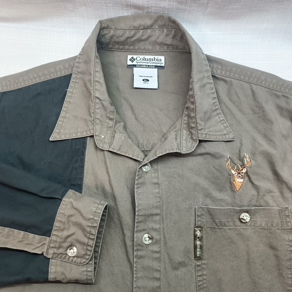 Vtg Columbia Briarshun Shirt Mens XL Gray Long Sleeve Button Up Hunting Outdoors